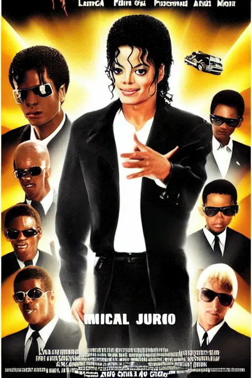 Image similar to 2006 Michael Jackson with short hair in Men in Black movie poster