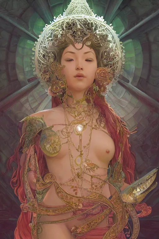 Image similar to no figure!!!!!!! | ultra realistic illustration, a jade statue of sacred geometry, intricate, elegant, highly detailed, digital painting, artstation, concept art, smooth, sharp focus, illustration, art by artgerm and greg rutkowski and alphonse mucha