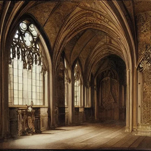 Image similar to interior of a gothic mansion, grand hall,