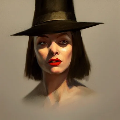 Image similar to a hyper realistic witch portrait, by edward hopper, new artstation artist,