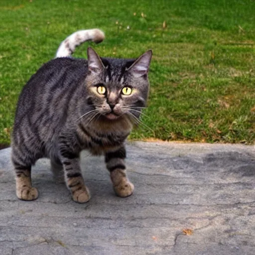 Image similar to cat standing on hind legs, wearing battle armor, glowing aura