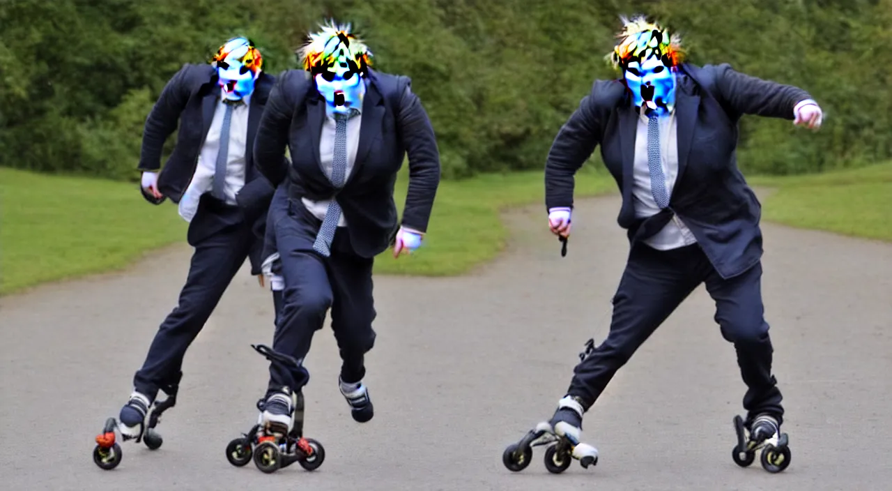 Prompt: Boris Johnson on rollerblades