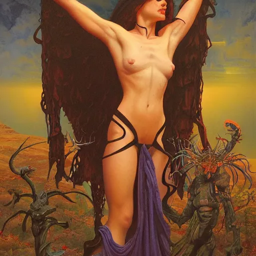 Prompt: an amazing masterpiece of art by gerald brom zendaya