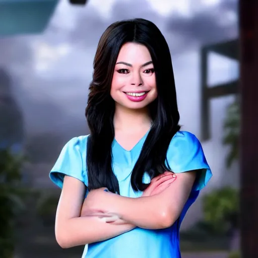 Image similar to Miranda Cosgrove as Meilin Lee in disney turning red live action, 8k full HD photo, cinematic lighting, anatomically correct, oscar award winning, action filled, correct eye placement,