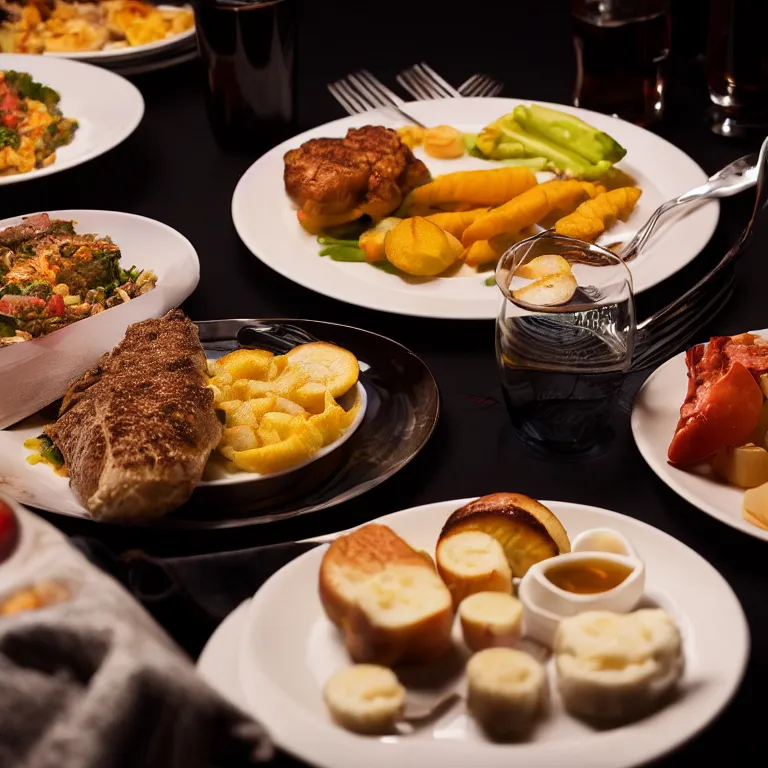 Prompt: close - up focused dslr photograph of an canadian dinner, 8 k, high detail, volumetric lighting, hyperrealism, aesthetically pleasing, studio lighting, trending