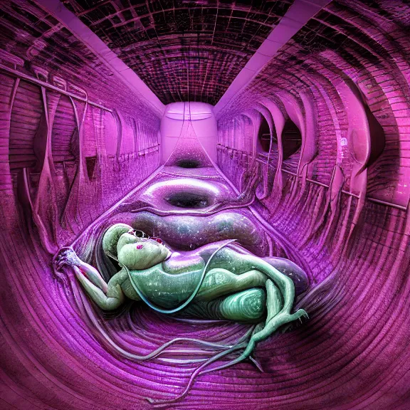 Prompt: detailed shot inside a goddess' cavernous synthetic stomach, the walls purple and pulsing, slimy and hot, lots of acid pooling up on the floor, digesting a bunch humans graphically, food pov, micro pov, vore, digital art, furry art, high quality, 8k 3D realistic, macro art, micro art, Furaffinity, Deviantart, Eka's Portal, G6