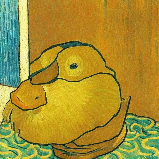 Image similar to by kyoto animation, van gogh's style, portrait of a duck