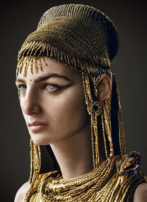 Prompt: closeup portrait of cleopatra, depth of field, zeiss lens, detailed, symmetrical, centered, fashion photoshoot, by Annie Leibovitz and Steve McCurry, David Lazar, Jimmy Nelsson, Breathtaking, 8k resolution, extremely detailed, beautiful, establishing shot, artistic, hyperrealistic, beautiful face, octane render