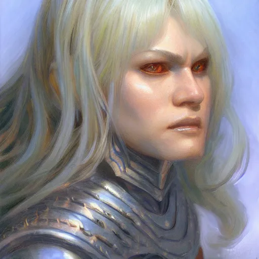 Image similar to Griffith, closeup fantasy character portrait art by Donato Giancola, Craig Mullins, digital art, trending on artstation