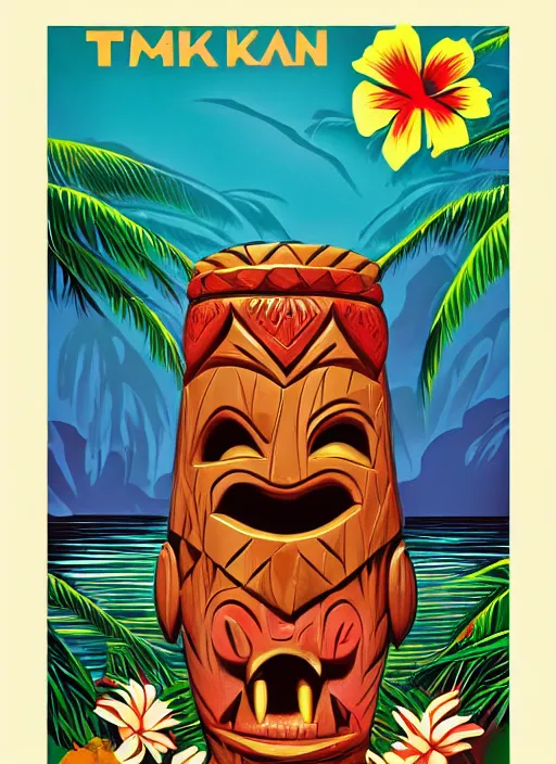 tiki pop poster, live pono, south pacific, by alton | Stable Diffusion ...