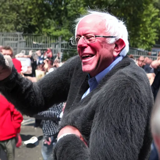 Image similar to bernie sanders wearing a gorilla costume