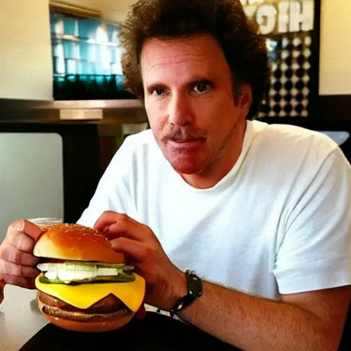 Prompt: “ michael knight eating a cheeseburger”