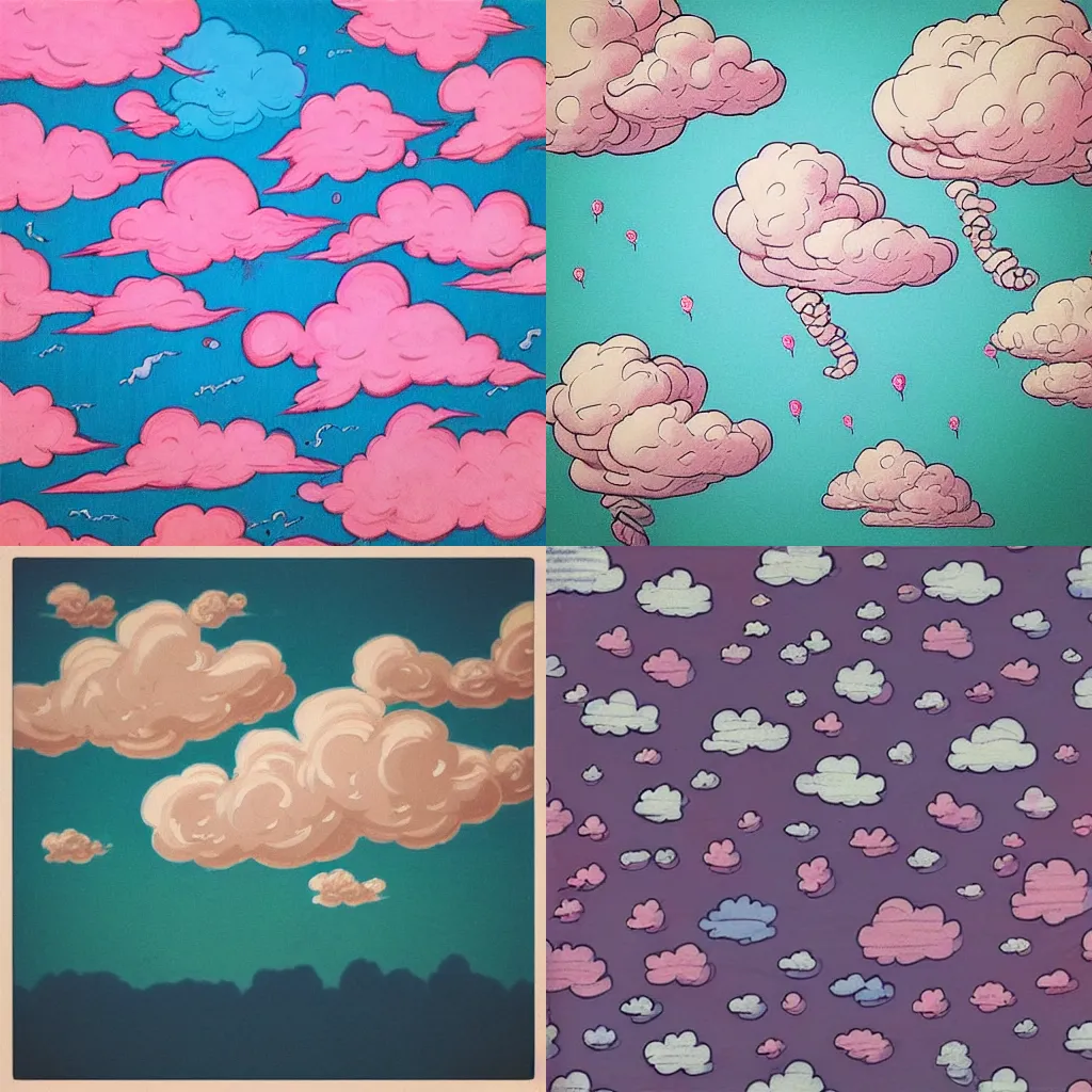 Prompt: “cotton candy clouds, in the style of James Jean”