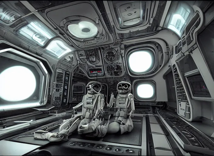 the interior of a spaceship very detailed, with aliens | Stable ...