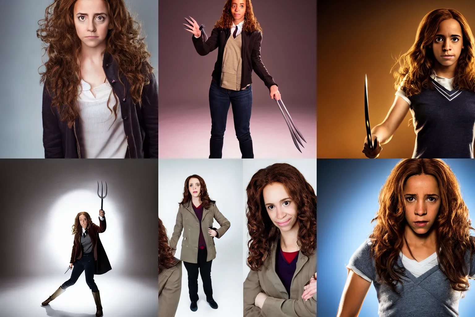 Prompt: Hermione Granger as Wolverine, promo shoot, studio lighting @ercarp