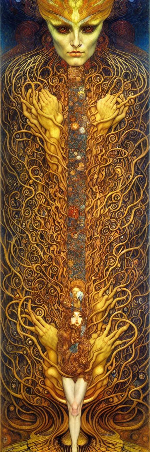 Image similar to Divine Chaos Engine by Karol Bak, Jean Delville, William Blake, Gustav Klimt, and Vincent Van Gogh, symbolist, visionary