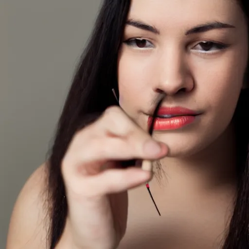 Prompt: studio photo of a woman hand and a cigarette, close-up photo, clean, no distortions, one hand and five fingers