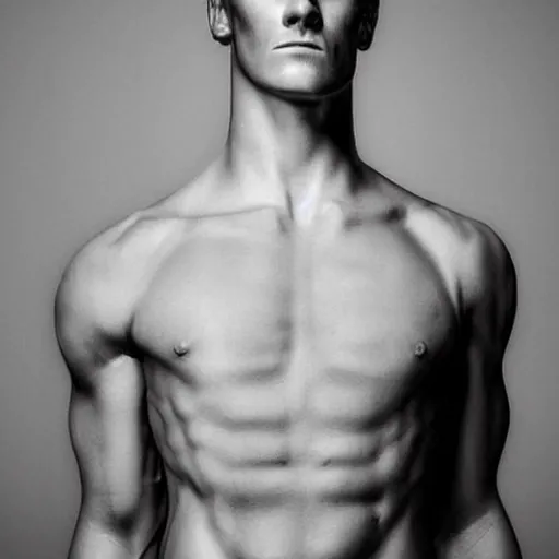 Prompt: a realistic detailed photo of a guy who is an attractive humanoid who is half robot and half humanoid, who is a male android, soccer player antoine griezmann, shiny skin, posing like a statue, blank stare, in a living room, on display, showing off his muscles, with a twin