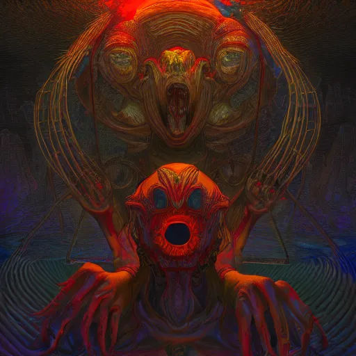 Prompt: photorealistic gyroscopic demon in the style of michael whelan and gustave dore. hyperdetailed photorealism, 1 0 8 megapixels, amazing depth, glowing rich colors, powerful imagery, psychedelic overtones, 3 d finalrender, 3 d shading, cinematic lighting, artstation concept art