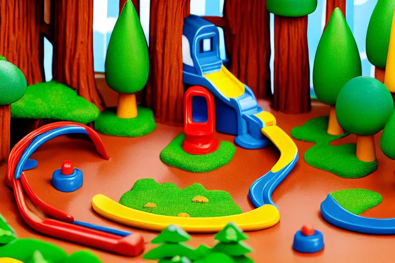 Image similar to fisher price redwood forest, california scene from tv show hyper detailed 5 5 mm 8 5 mm