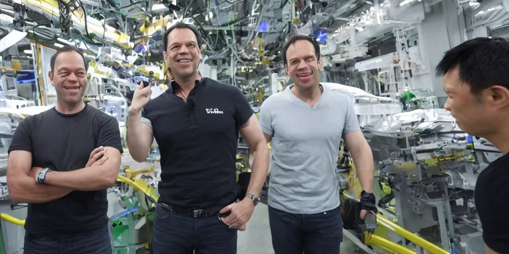 Prompt: phil spencer, microsoft, phil spencer, in an asian factory, fantasy, games 3 d, unreal, amazing detali 4 k