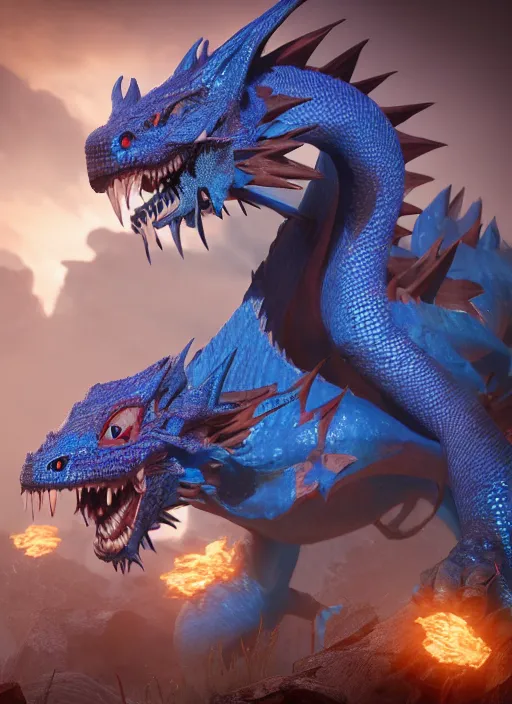 Prompt: blue dragon, D&D Concept Art, unreal 5, DAZ, hyperrealistic, octane render, cosplay, RPG portrait, dynamic lighting