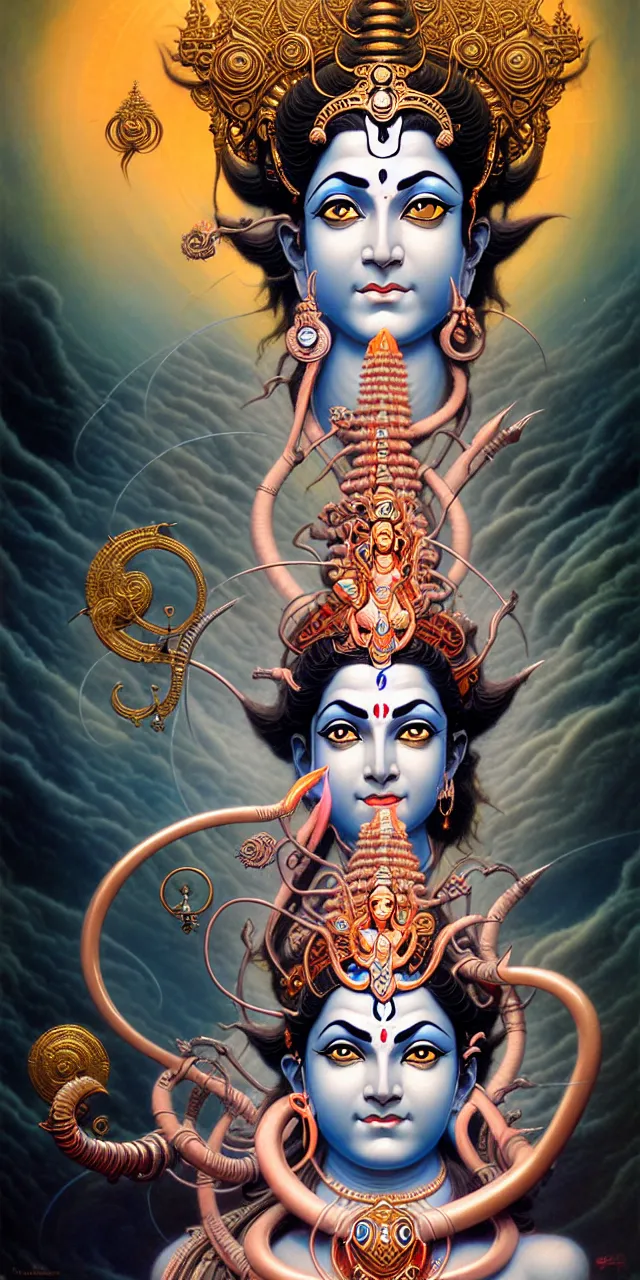 Prompt: beautiful hindu god mahadev shiv art nouveau fantasy character portrait, ultra realistic, intricate details, the fifth element artifacts, highly detailed by peter mohrbacher, hajime sorayama, wayne barlowe, boris vallejo, aaron horkey, gaston bussiere, craig mullins