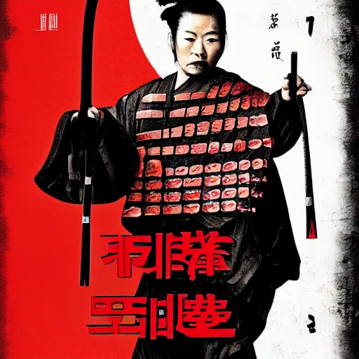 Image similar to samurai revenge film poster with red and black color scheme