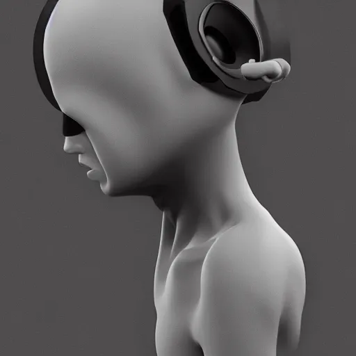 Image similar to a man with a camera attached to his head, a computer rendering by pascal blanche, featured on zbrush central, les automatistes, 8 k 3 d, dslr camera, rendered in cinema 4 d