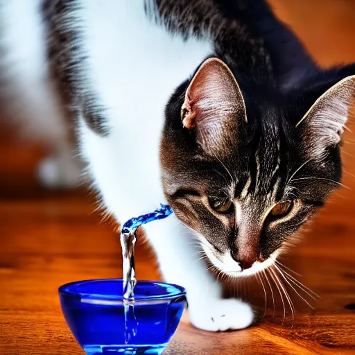 Prompt: cat drinking water, 4k realistic photo