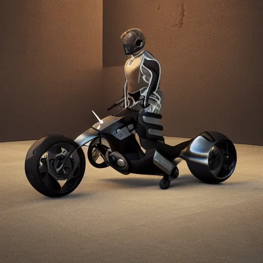 Prompt: futuristic generative design exoskeleton motorbike, dark plastic, reflective, octane render, fusion360