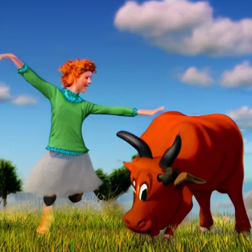 Image similar to ferdinand the bull dancing, ultra realistic, photorealistic