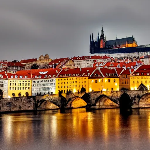 Prompt: the prague castle on fire, DSLR