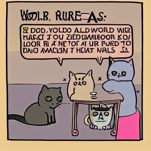 Prompt: a world rules by cats.