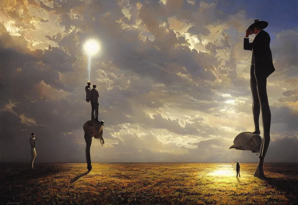 Image similar to a ray of refracted light, art by james gurney and greg rutkowski, surrealism by salvador dali, very detailed, high resolution, inspired by rene magritte, volumetric lighting