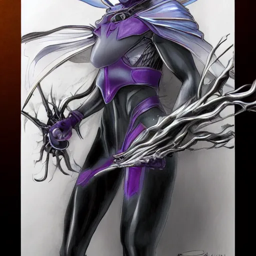 Image similar to femto from the berserk manga, art, trending on artstation, style of kentaro muira, high detail