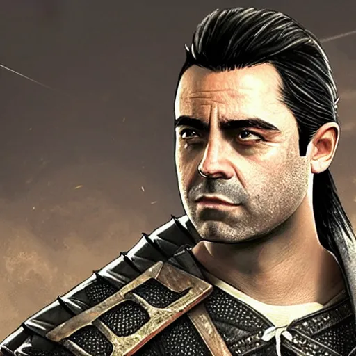 Prompt: xavi hernandez from barcelona as geralt of rivia