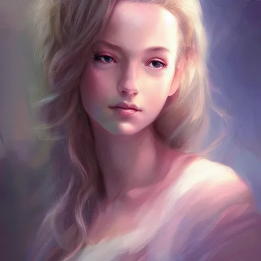 Prompt: beautiful portrait of a pretty girl, Isabella Sermon, by Charlie Bowater, rim light