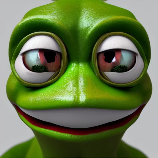 Image similar to hyperrealistic profile picture, 3d render of pepe the frog, octane render, trending on artstation