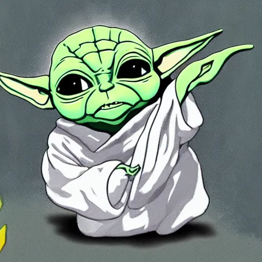 Prompt: baby yoda in style of arcane lol