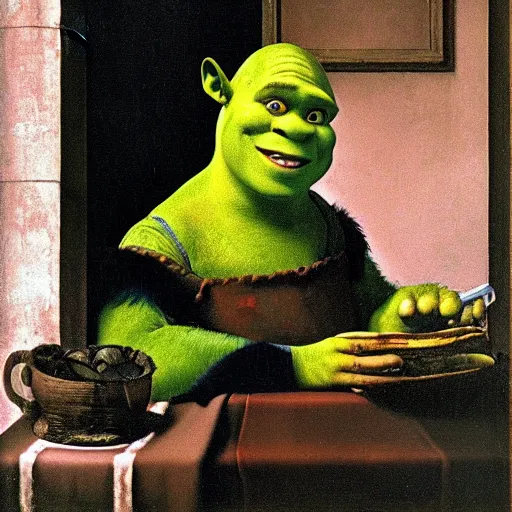 Image similar to shrek by Johannes Vermeer