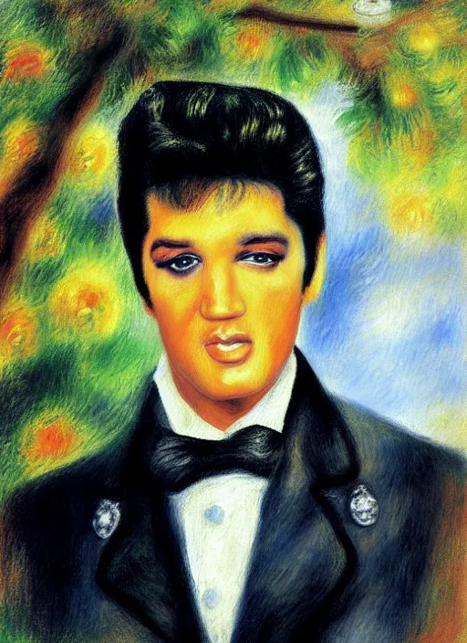 Image similar to oil painting of elvis presley by renoir