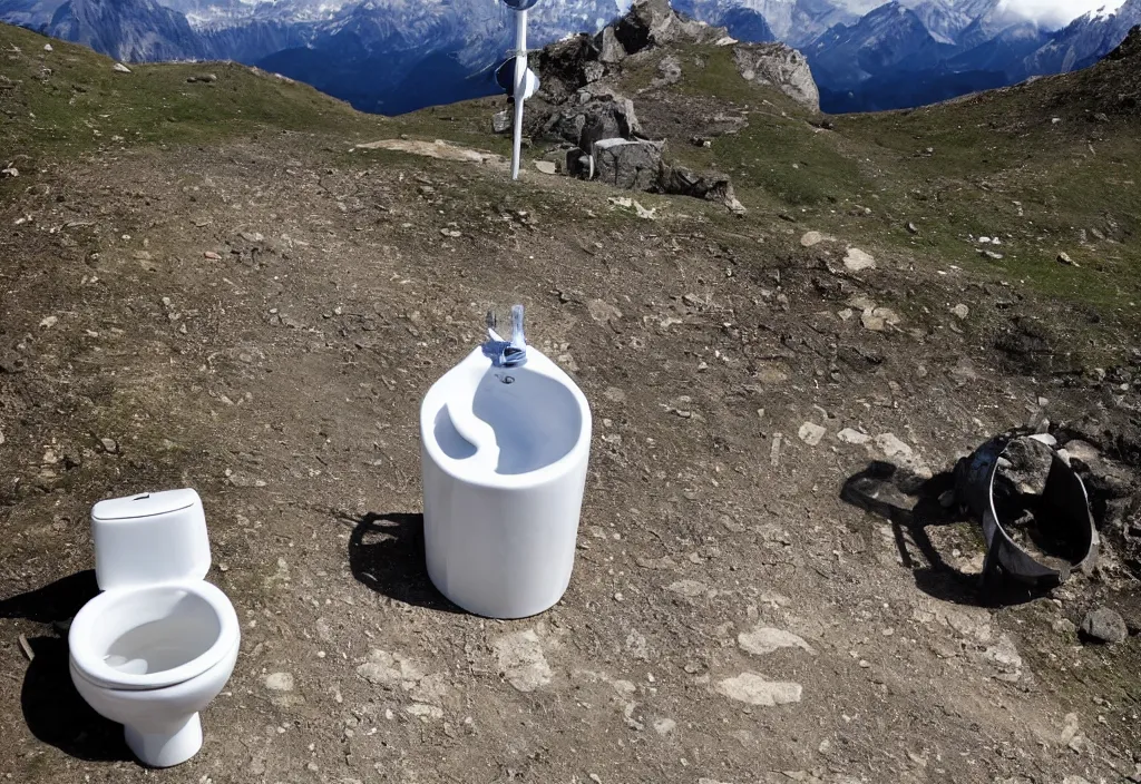 Image similar to a toilette on the top of a mountain