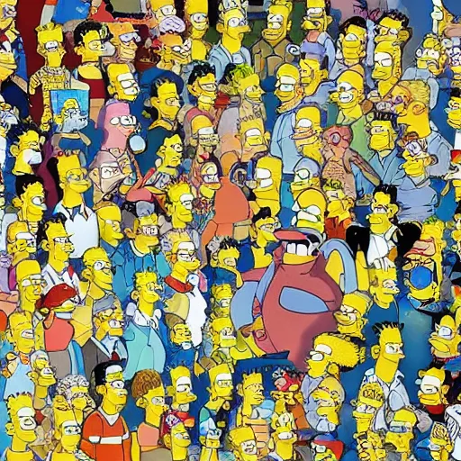 Image similar to landfill full of Simpsons merchandise, photo, detailed, 4k