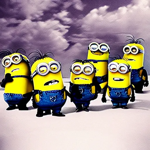 Image similar to darkthrone album cover with minions