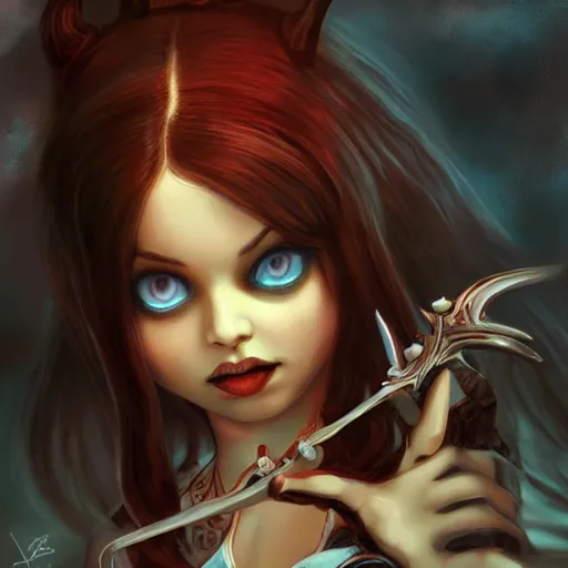 Image similar to alice from alice madness returns, beautiful, mesmerizing, concept art, highly detailed, artstation, behance, deviantart, trending, ken wong