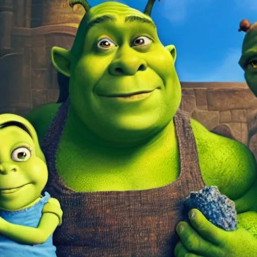 Image similar to shrek with the minions