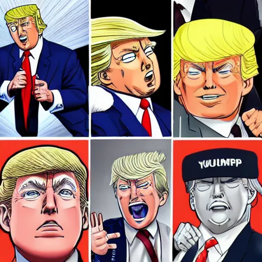 Image similar to donald trump in the style of yusuke murata