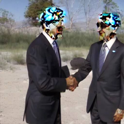 Image similar to press photo of Obama shaking hands with Walter White