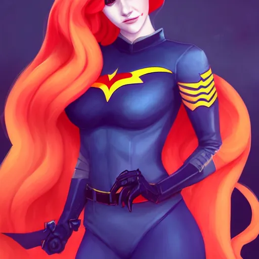 Image similar to a portrait of Lili Reinhart Batgirl red hair, art by lois van baarle and loish and ross tran and rossdraws and sam yang and samdoesarts and artgerm, digital art, highly detailed, intricate, sharp focus, Trending on Artstation HQ, deviantart, unreal engine 5, 4K UHD image